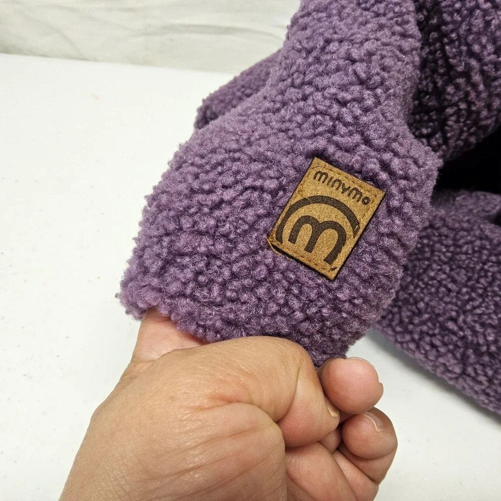 Minymo Sherpa Fleece Bunting Infant 3M Purple Hooded Zipper Pram Suit‎ 111578